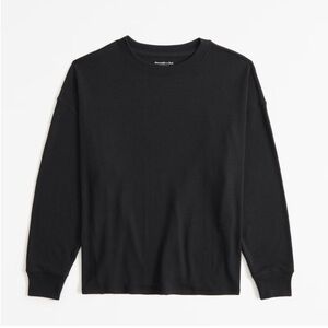 Abercrombie & Fitch Long-Sleeve Oversized Cozy Cloud Knit Crew Tee - Black
